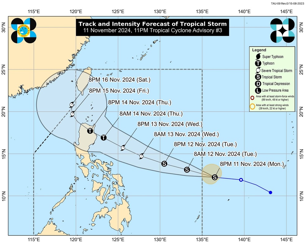 Tropical depression outside PAR strengthens into tropical storm