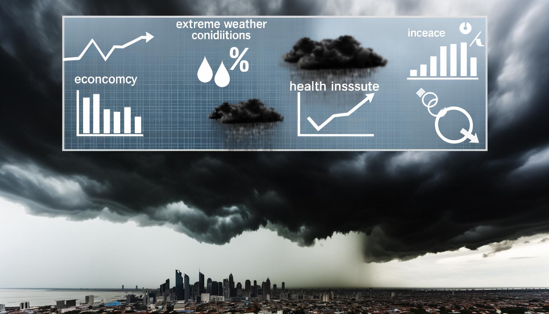 Extreme weather worsening due to climate change impacts economies and health globally.