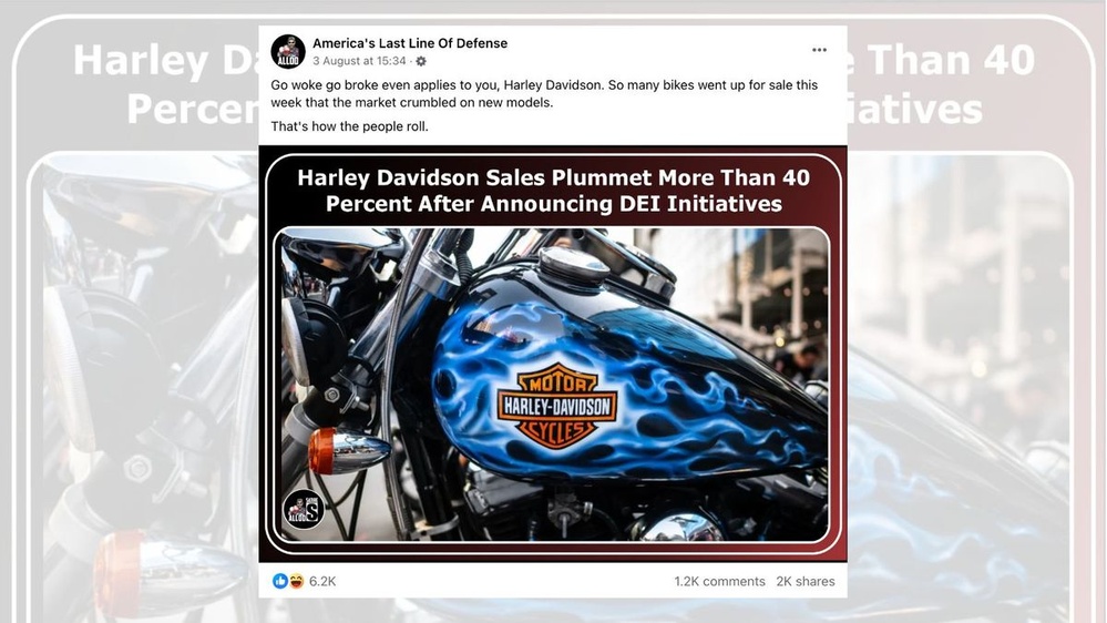 Harley-Davidson Sales Dropped 40% After Motorcycle Maker Announced DEI Initiatives?