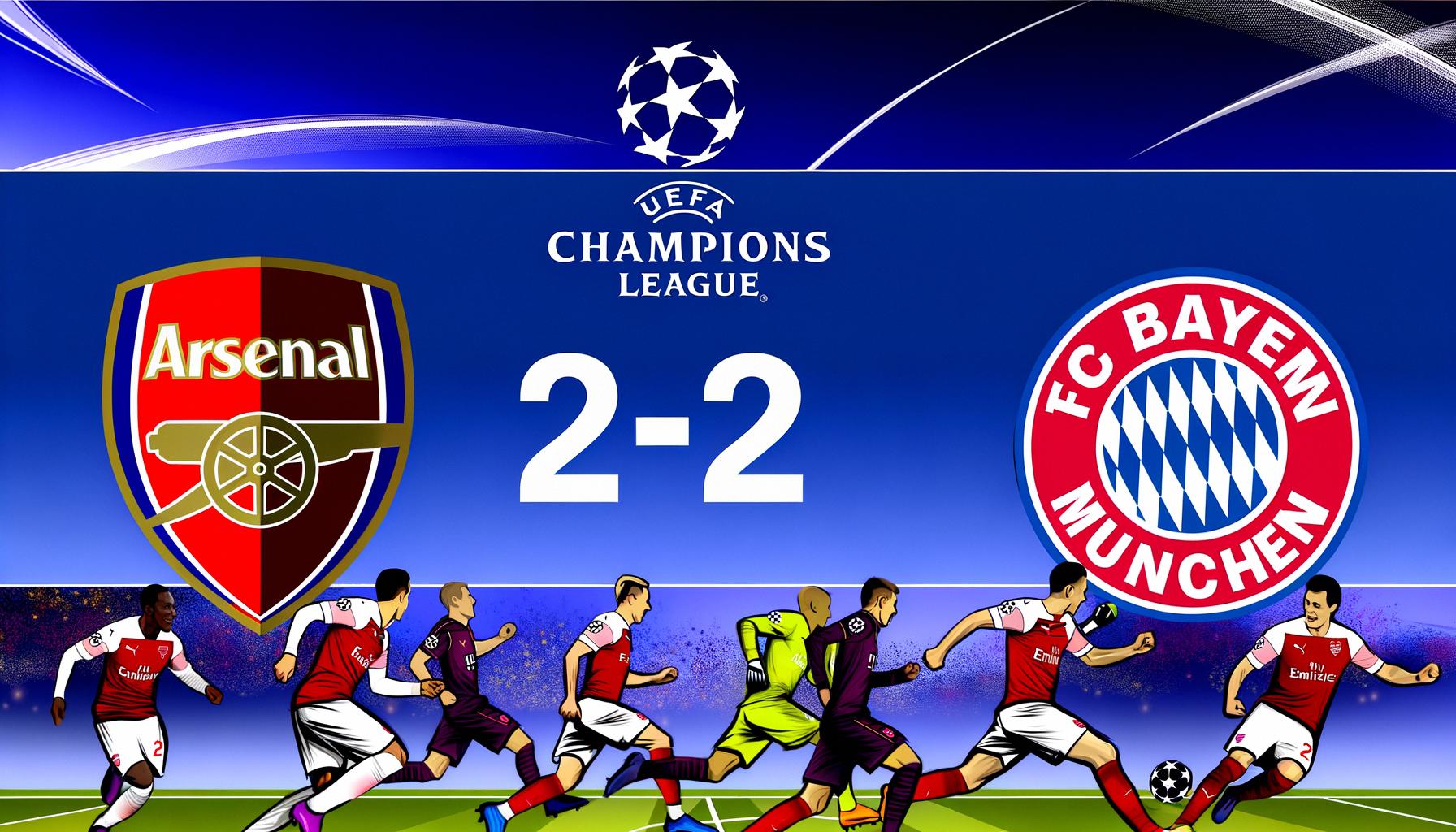 Arsenal drew with Bayern Munich 2-2 in a Champions League match.