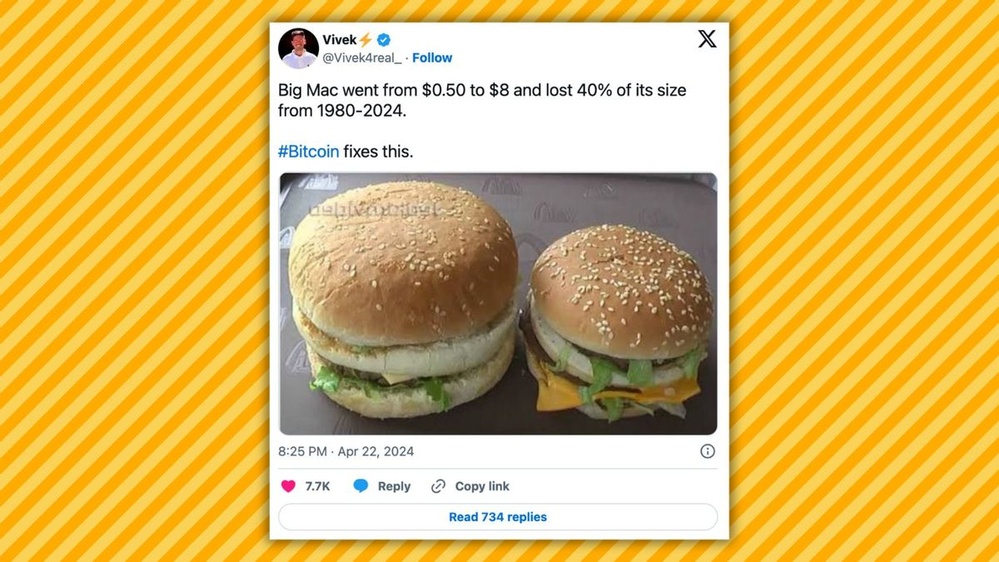 Big Mac Lost 40% of Its Size but Went from $0.50 to $8 Since 1980?