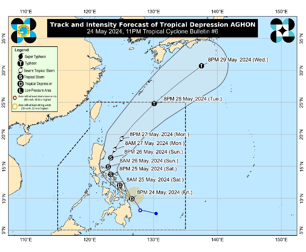 Tropical Depression Aghon moves toward Leyte Gulf