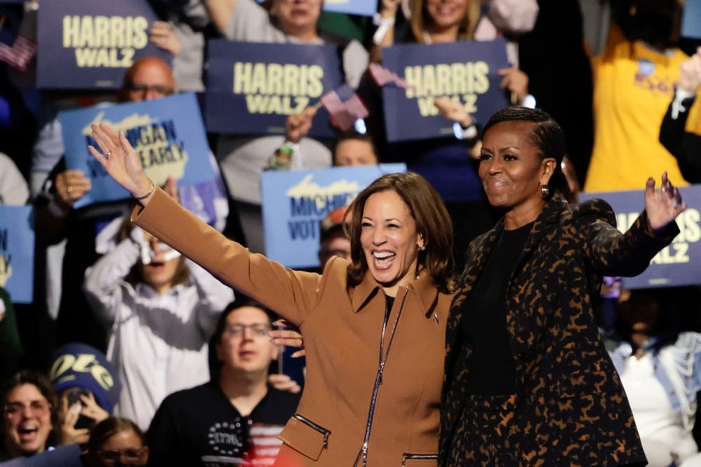 WATCH: Harris speaks at campaign rally with Michelle Obama in Kalamazoo, Michigan