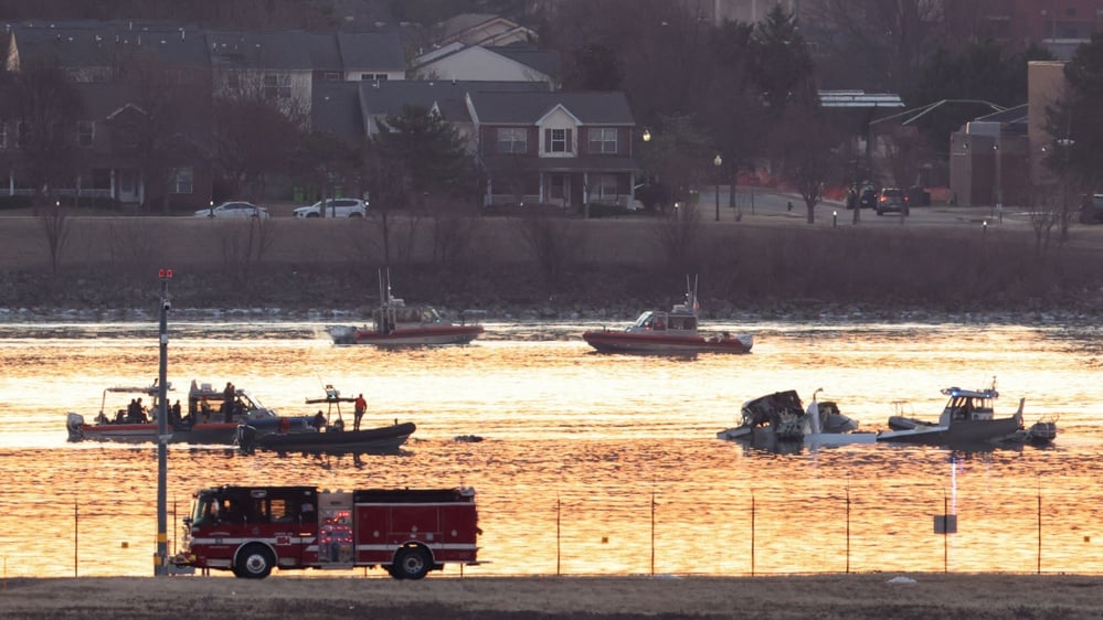 Major crash between passenger jet and military helicopter near D.C., no survivors.