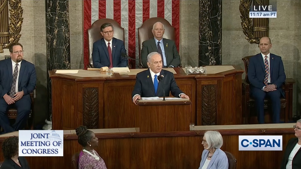 Benjamin Netanyahu addresses Congress on the war in Gaza.