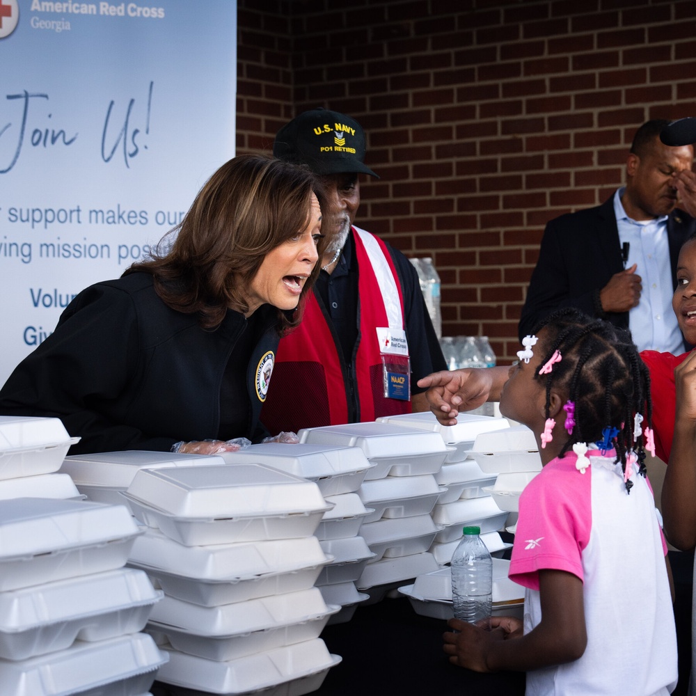 Harris Visits Georgia After Hurricane Helene, Promising Federal Help