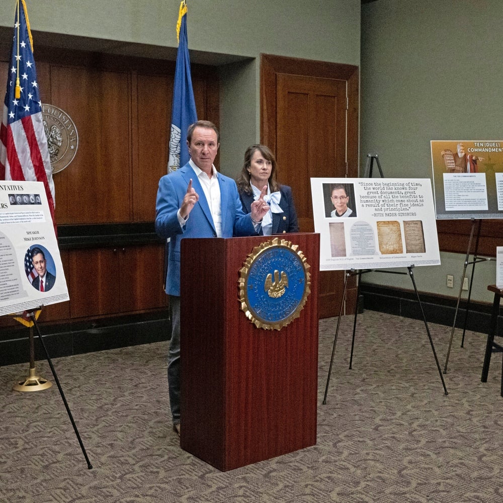 Court blocked Louisiana's Ten Commandments in schools law as unconstitutional.