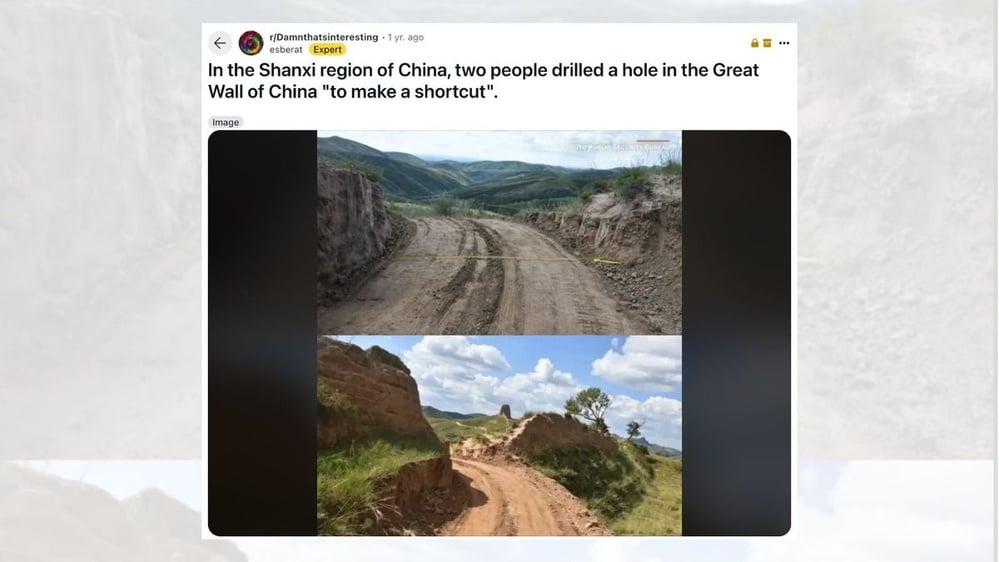 2 People Dug 'Shortcut' Through Great Wall of China?