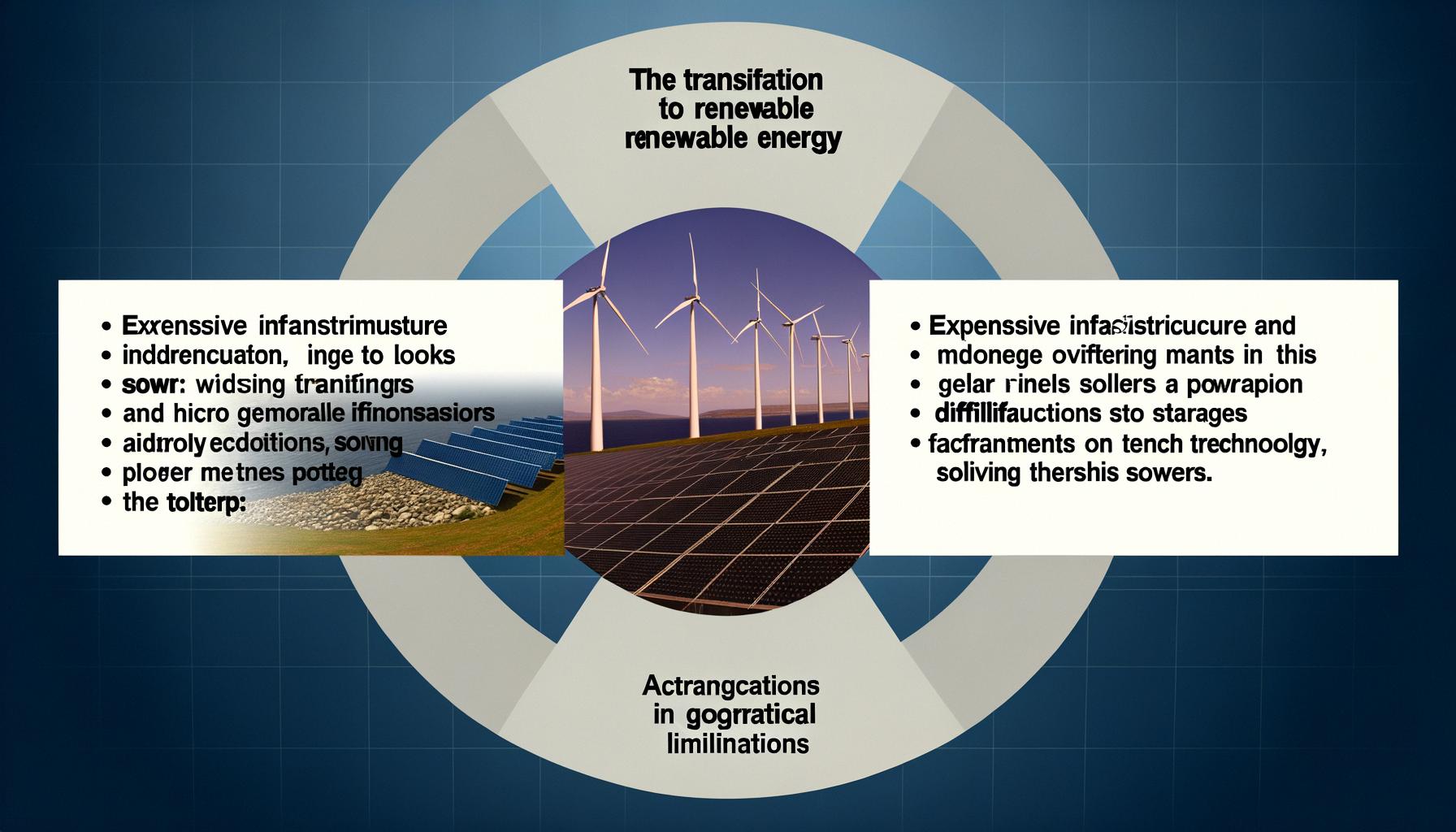 Renewable energy advancement faces technological, policy, and social challenges.