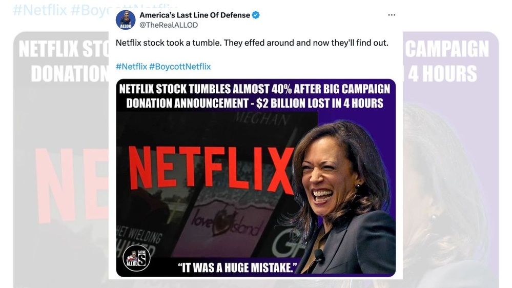 Netflix Stock Plunged After Donating $7M to Harris Campaign?