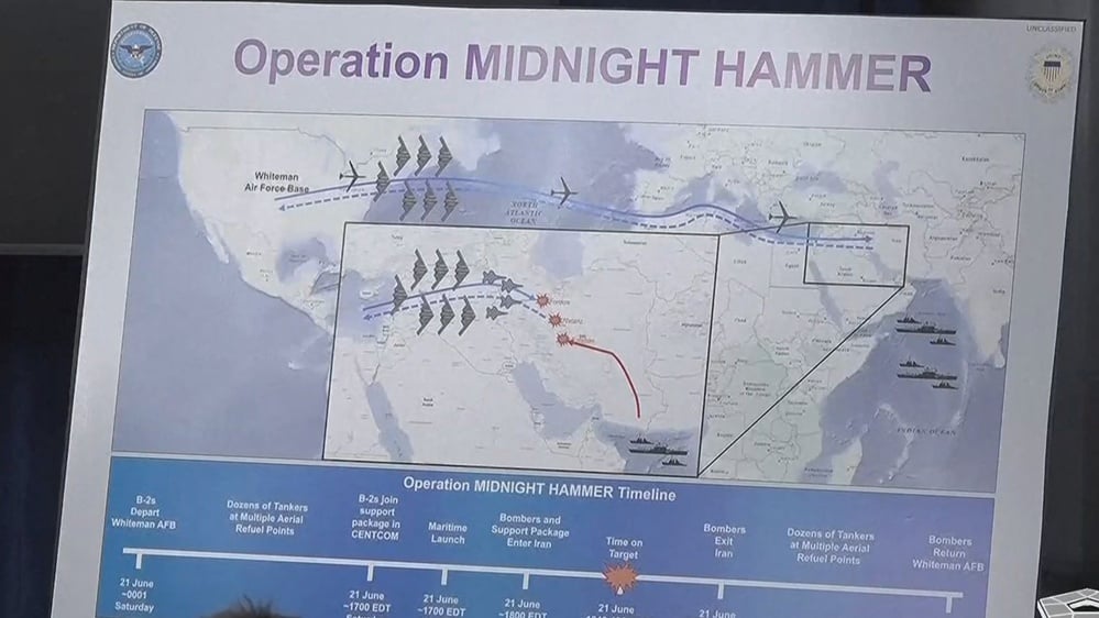 U.S. strikes Iran's nuclear sites in Operation Midnight Hammer