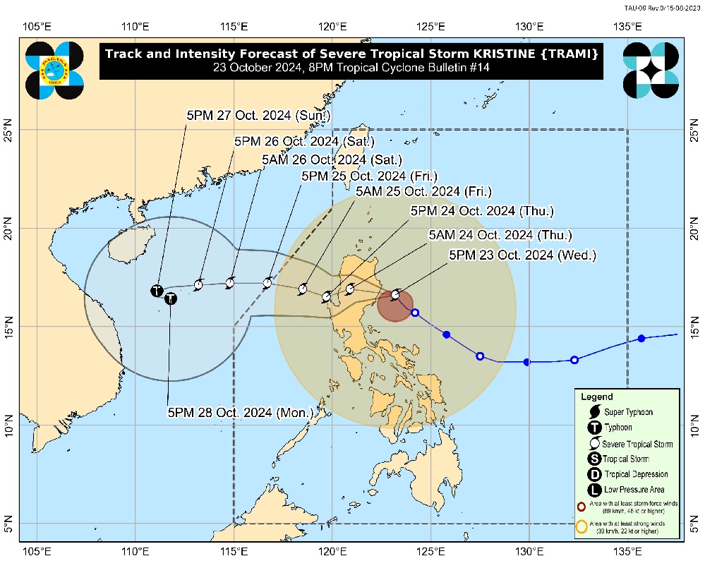 Rain persists as Severe Tropical Storm Kristine nears coastal waters of Isabela