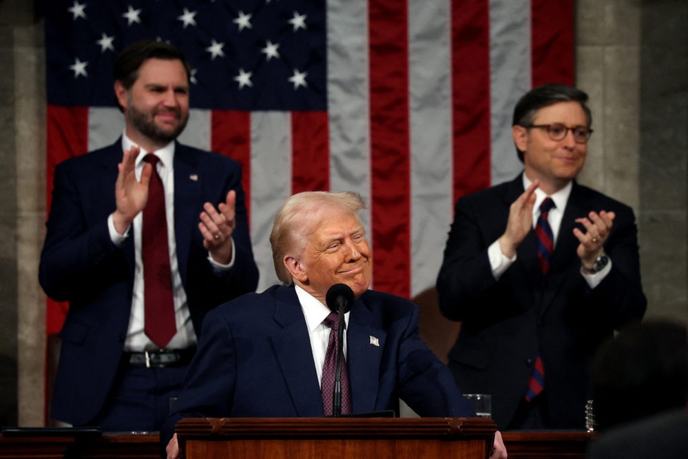 Trump takes credit for ‘swift and unrelenting' action in speech as Democrats dissent