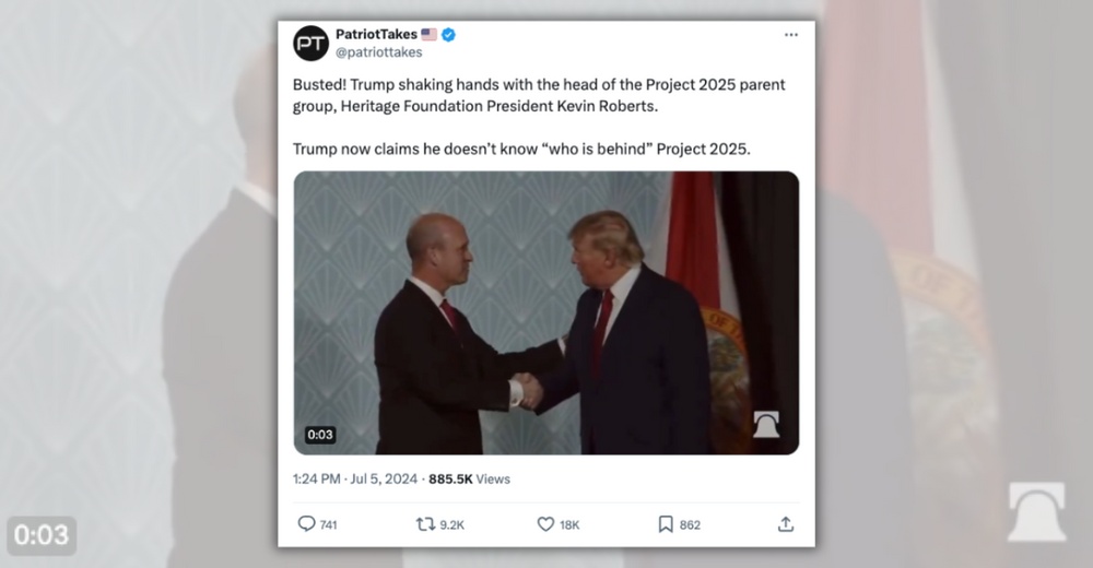 Video Shows Trump Shaking Hands with Head of Group Behind Project 2025?