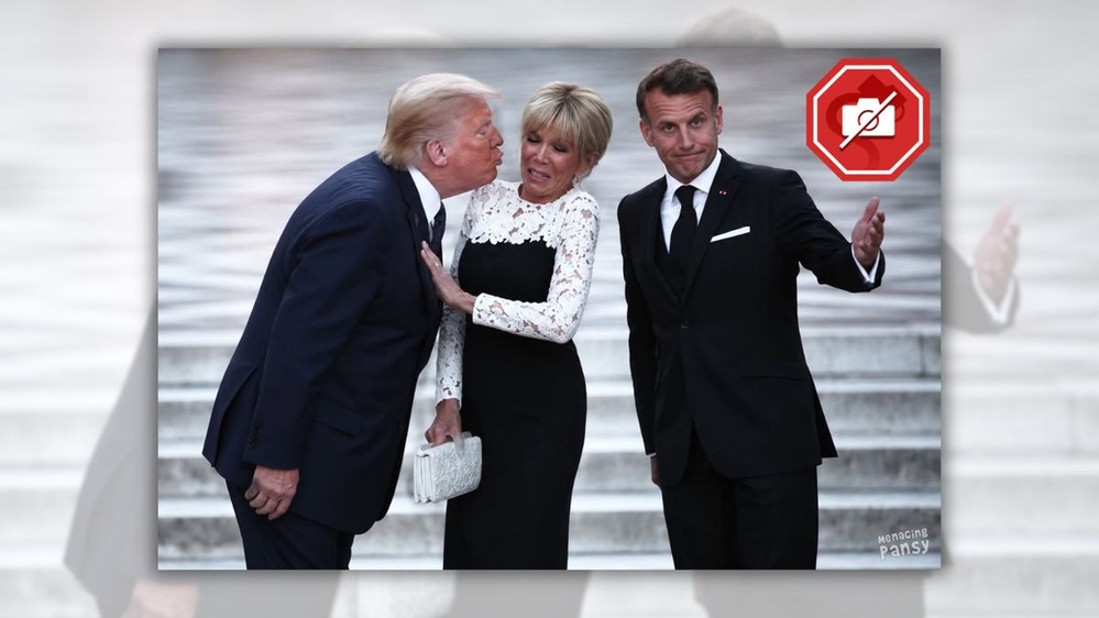 Don't fall for supposed image of Trump trying to kiss Brigitte Macron