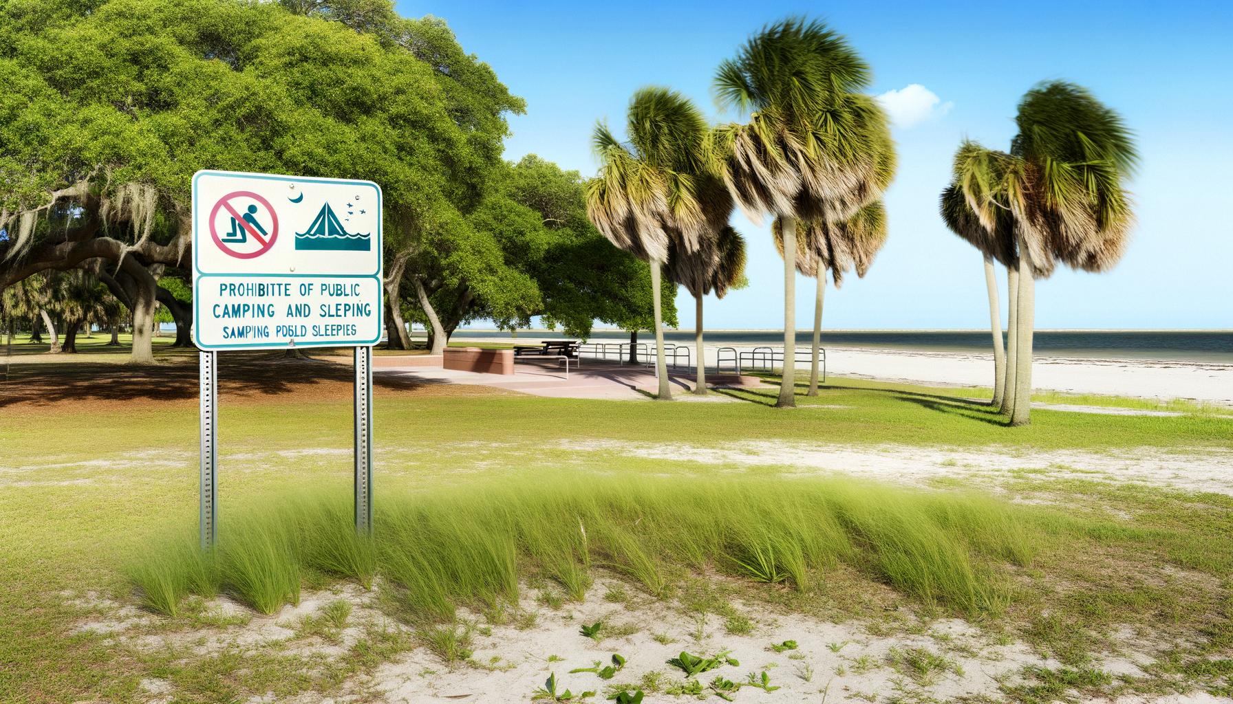Florida's public camping ban includes provisions for designated areas for the homeless.