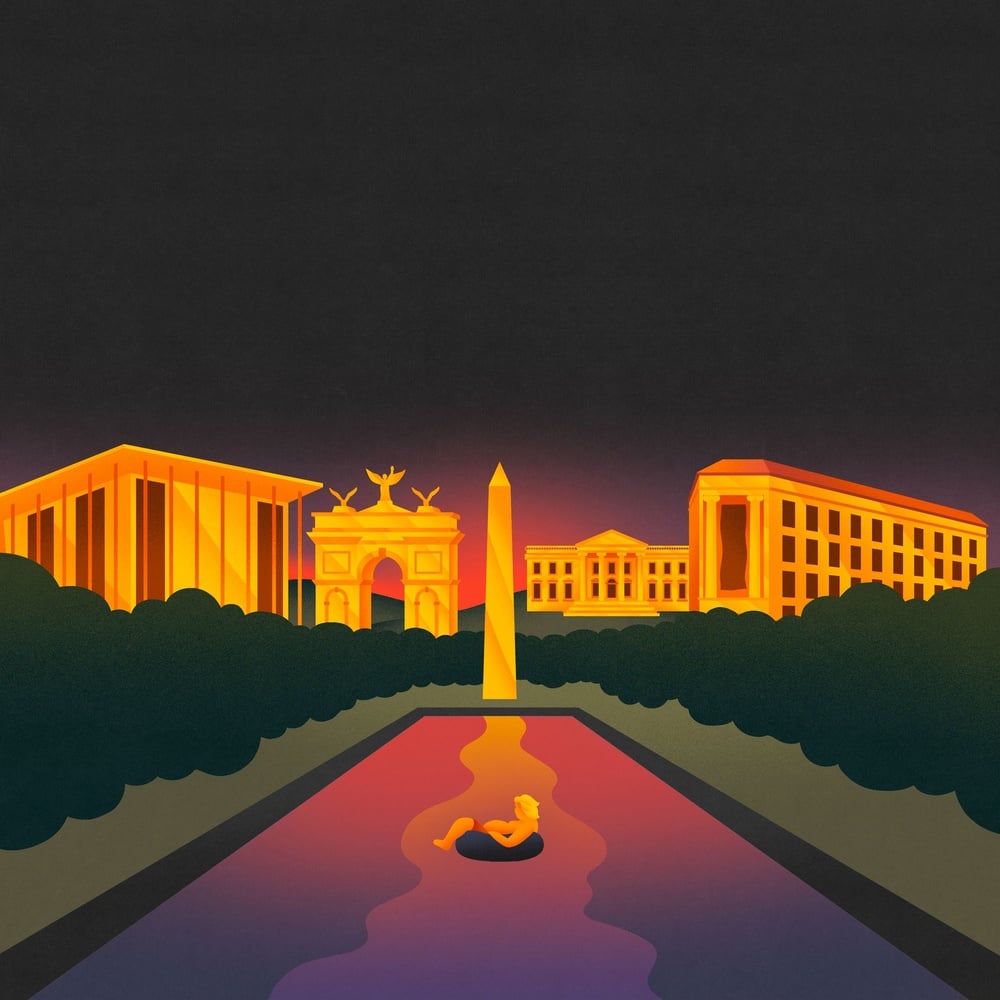 Lincoln Memorial Reflecting Pool painted American flag blue; lawsuits and larger DC plans follow
