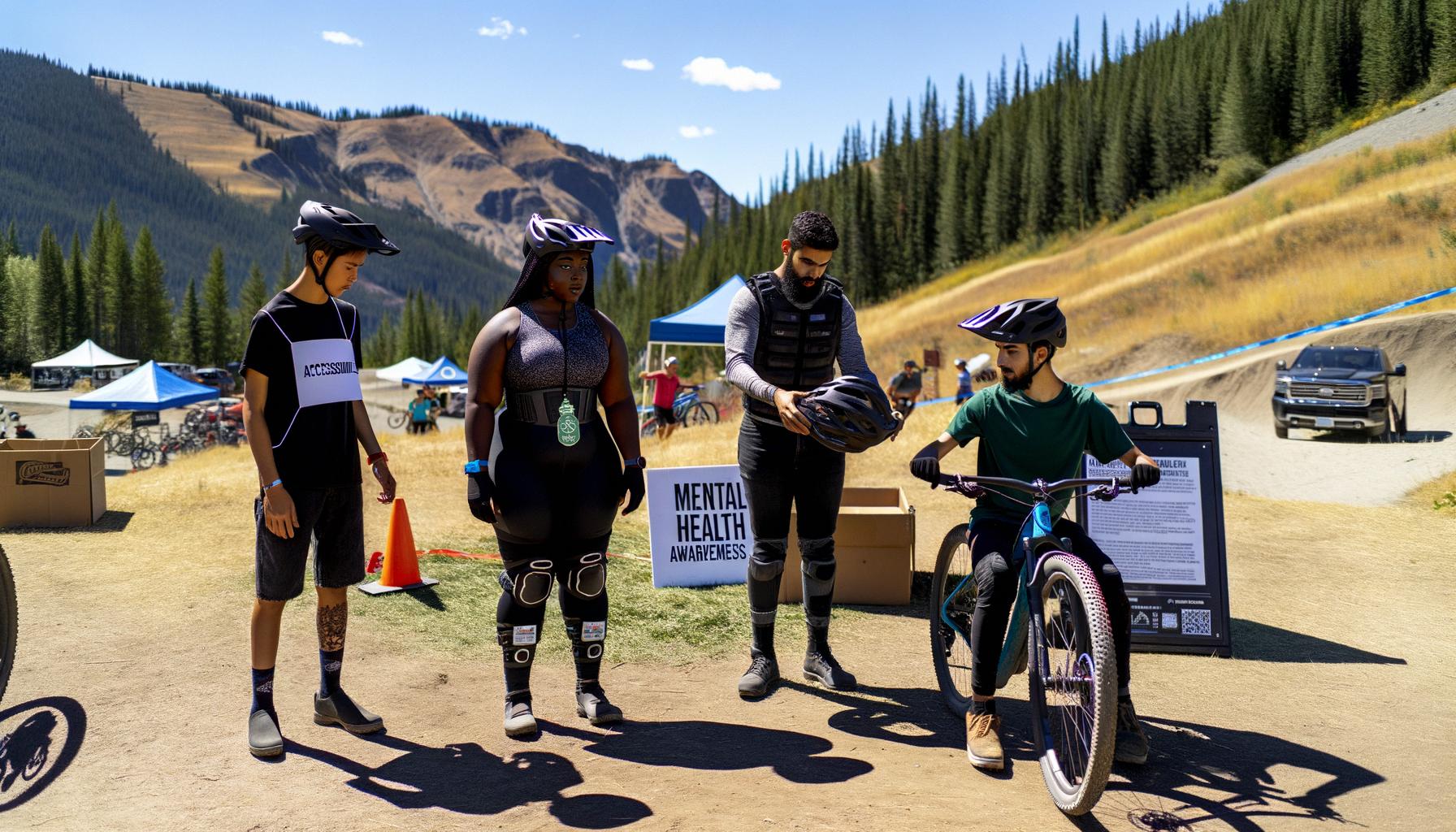 Mountain biking community focuses on mental health, accessibility, and competition.