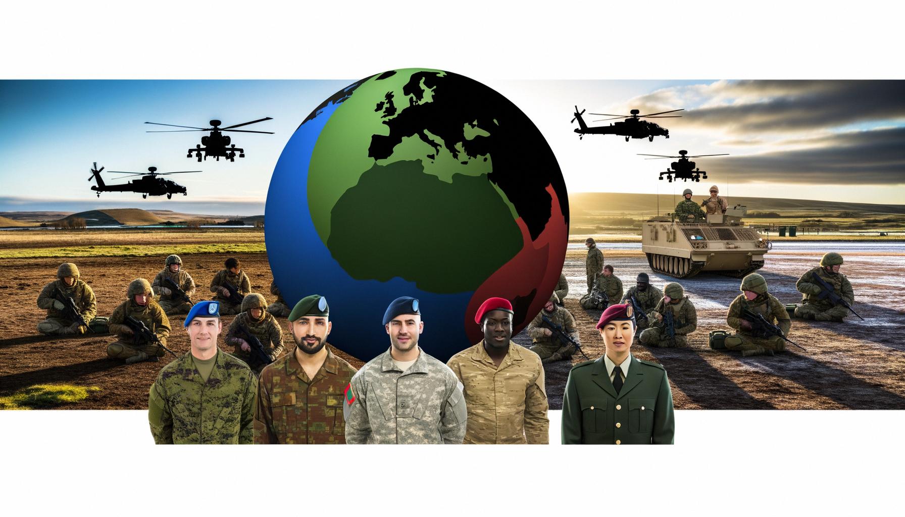 Global military focuses on readiness and partnerships, spanning training to health initiatives.