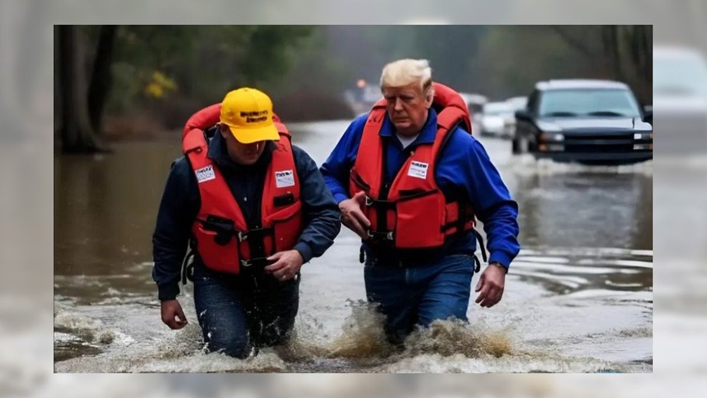 Fake Photo Shows Trump in Life Jacket Helping Storm Victims in Floodwater