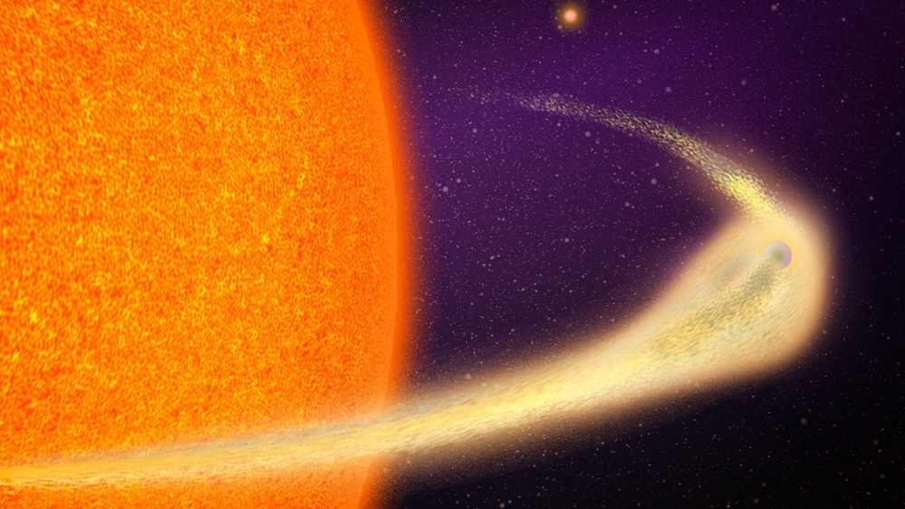 Astronomers discover doomed planet shedding a Mount Everest's worth of material every orbit, leaving behind a comet-like tail