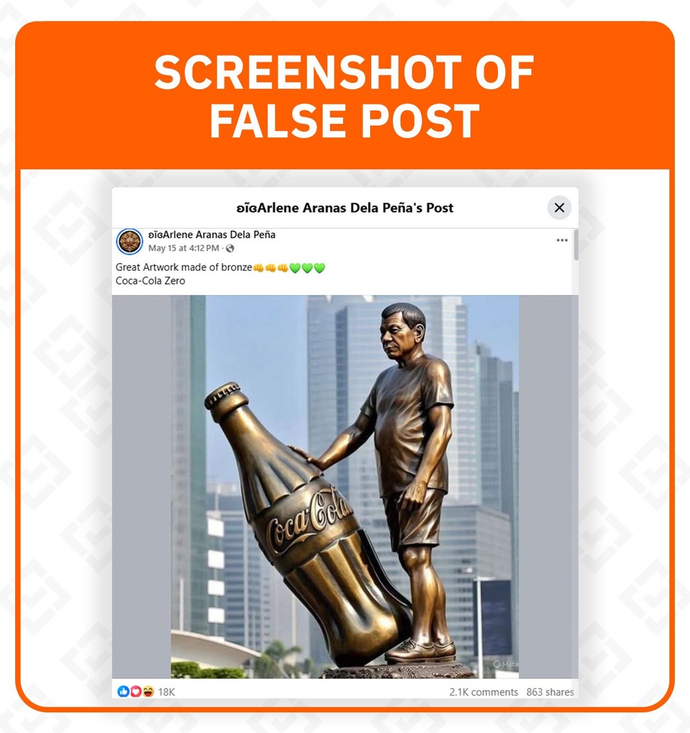 FACT CHECK: Photo of bronze Duterte statue is AI-generated