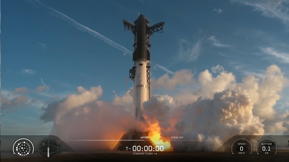 SpaceX's Starship reached orbit for the first time on Flight 14 and deployed 26 Starlink V3 satellites despite an engine failure that shortened the mission