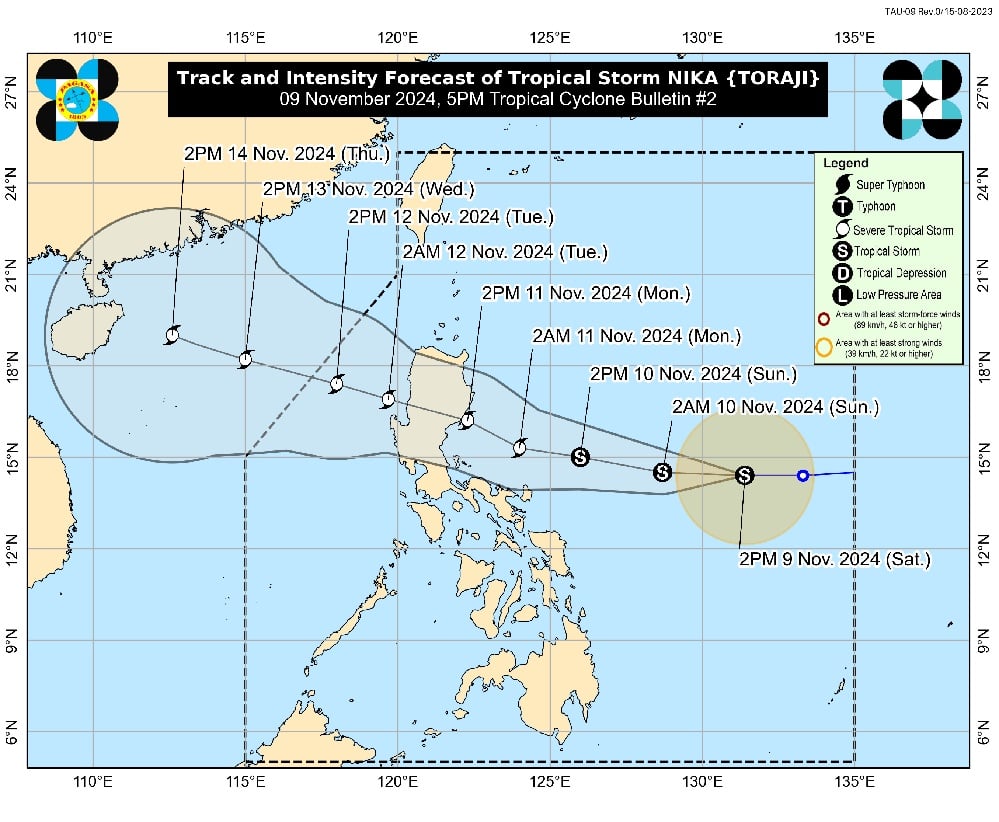 More areas under Signal No. 1 as Nika becomes tropical storm