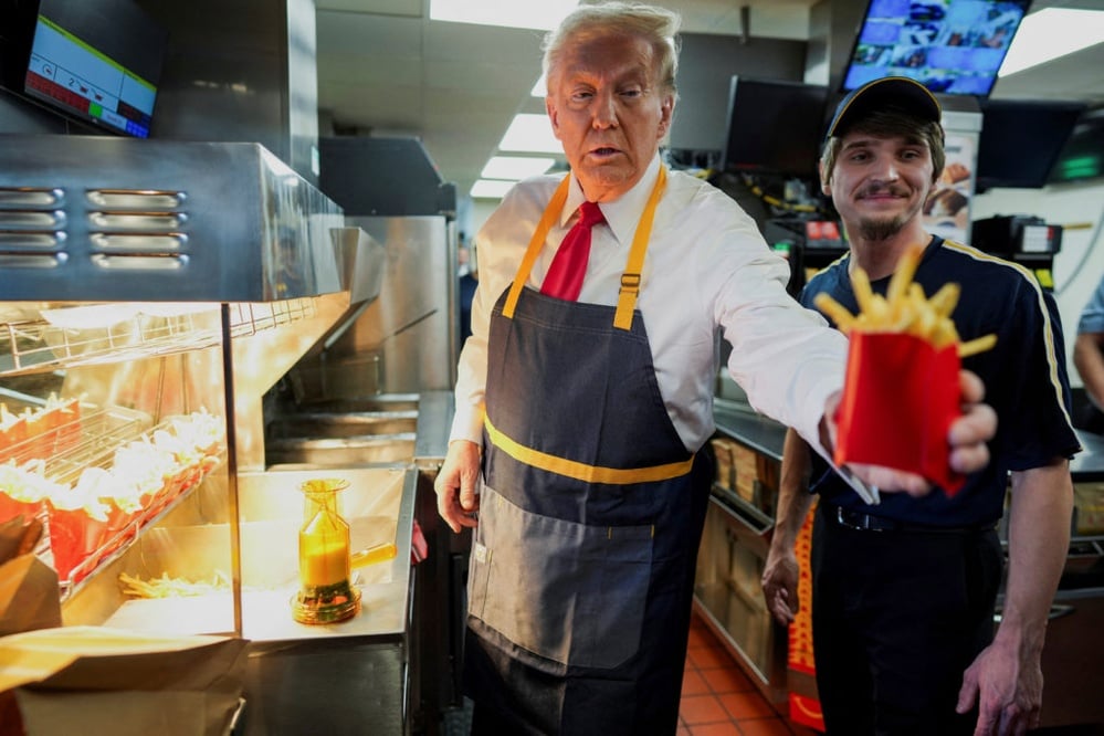 WATCH: Trump disparages Harris as he visits a McDonald's in swing state Pennsylvania