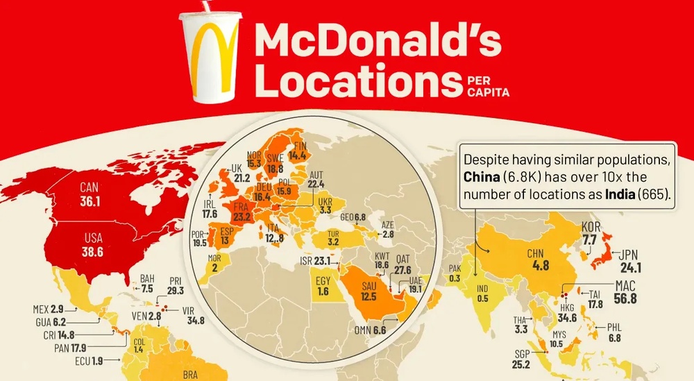 Mapped: The Countries With the Most McDonald's Per Person