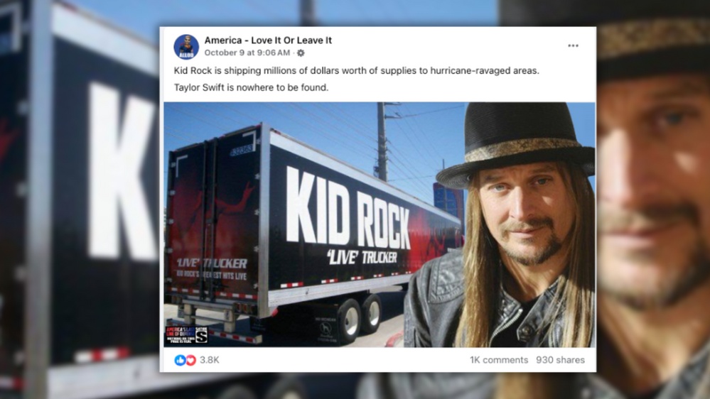 Kid Rock Shipped Millions in Supplies to Areas Hit by Hurricanes?