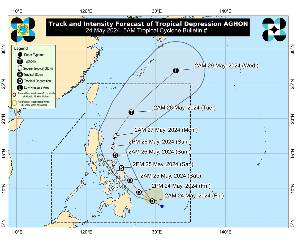 Low pressure area develops into Tropical Depression Aghon