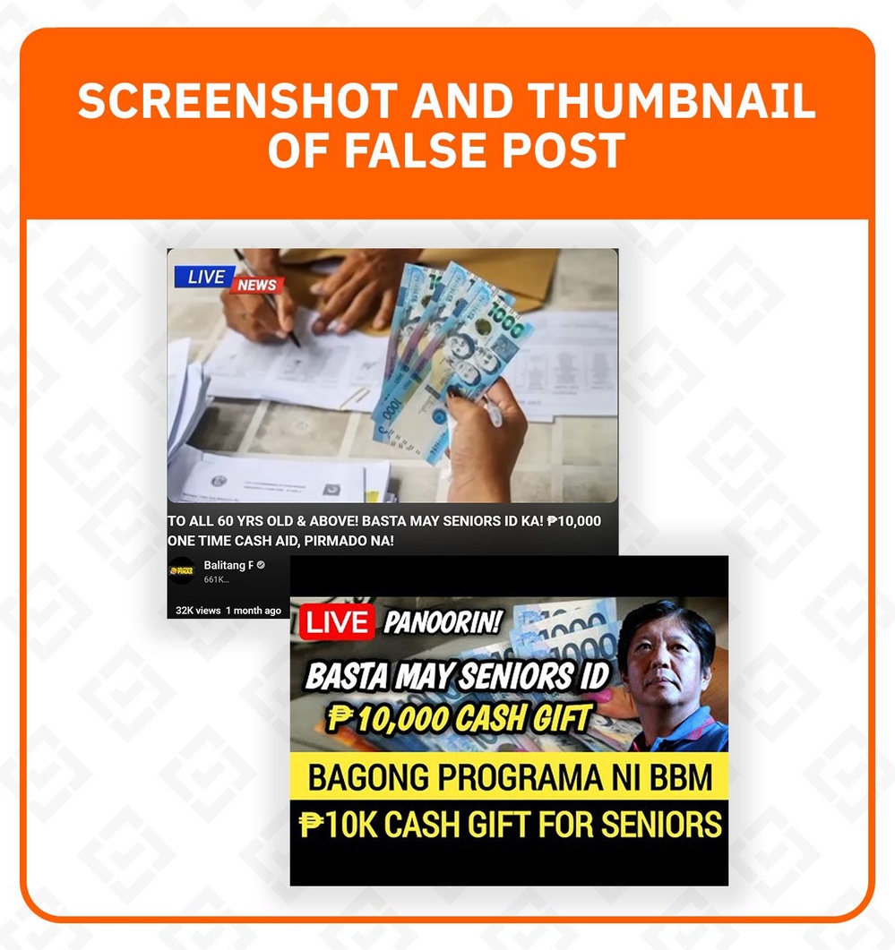 FACT CHECK: No P10,000 cash aid for all senior citizens from DSWD