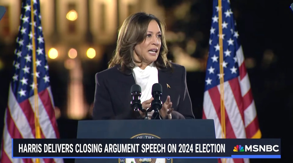 Kamala Harris delivers her closing argument.