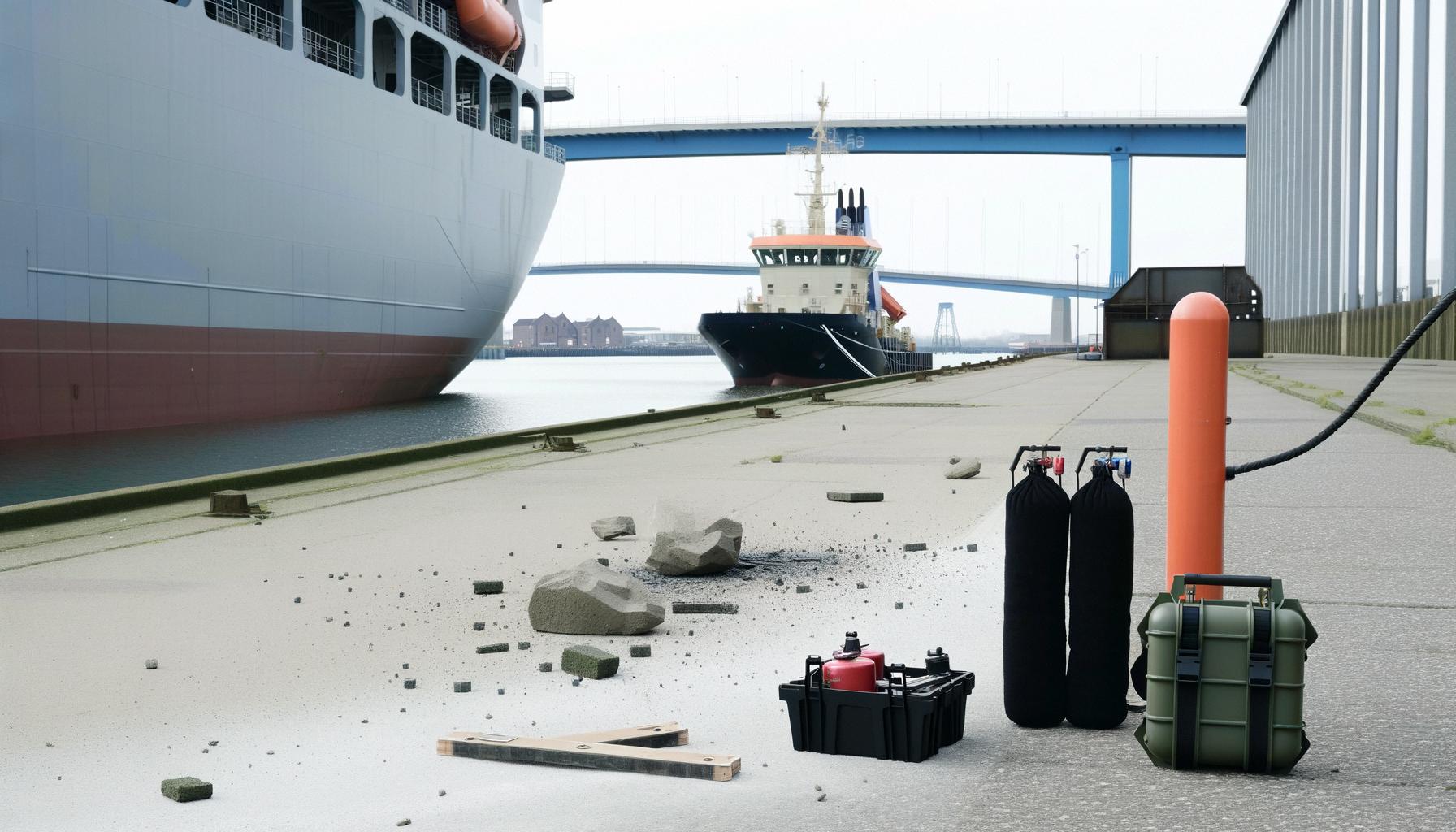 Explosives used to clear remaining bridge debris from ship