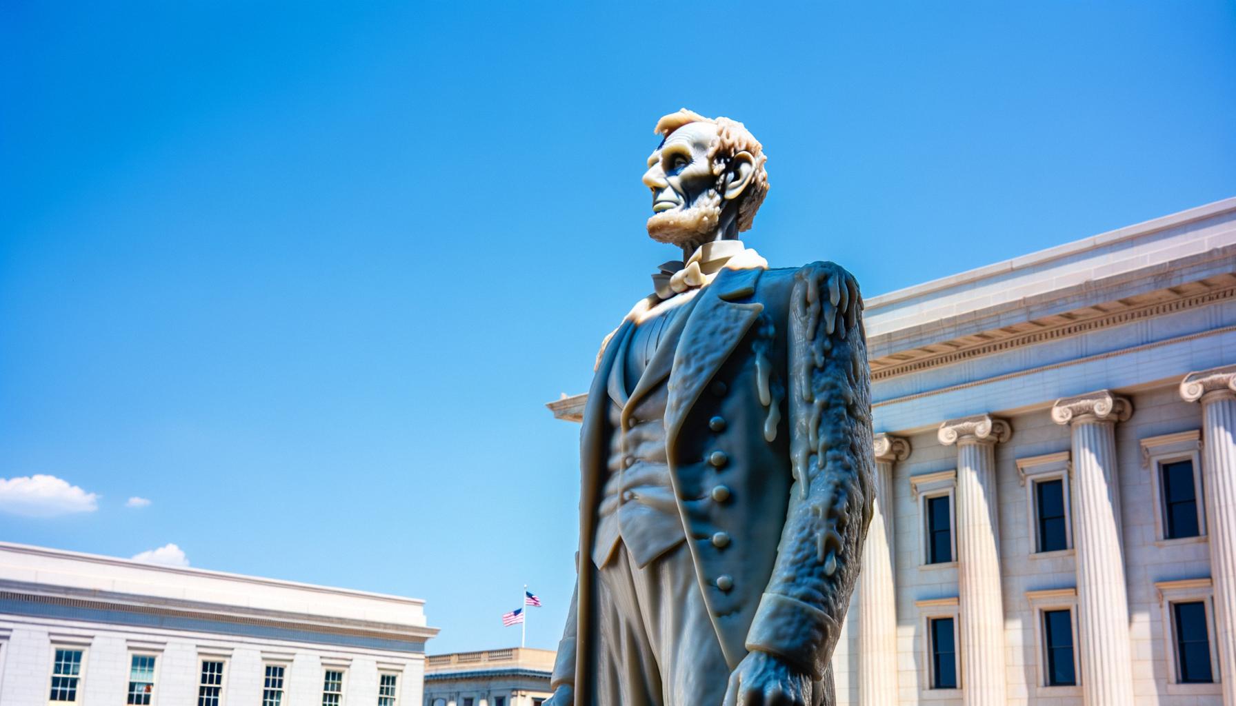 Washington DC's heatwave melted a six-foot wax Abraham Lincoln statue.