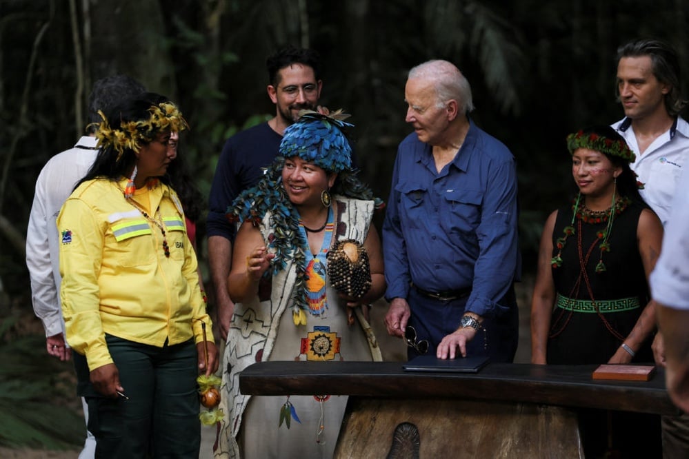 WATCH: Biden delivers remarks after making historic visit to Amazon rainforest in Brazil