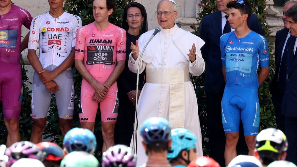 Pope Leo XIV blesses Giro d'Italia cyclists as race enters Vatican for first time