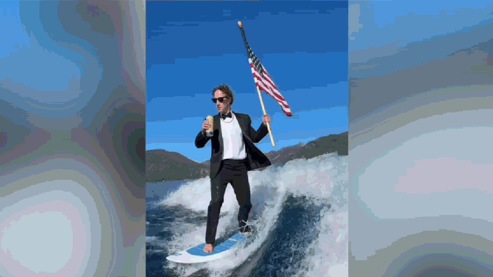 Zuckerberg's July 4th surfing video became a viral meme.