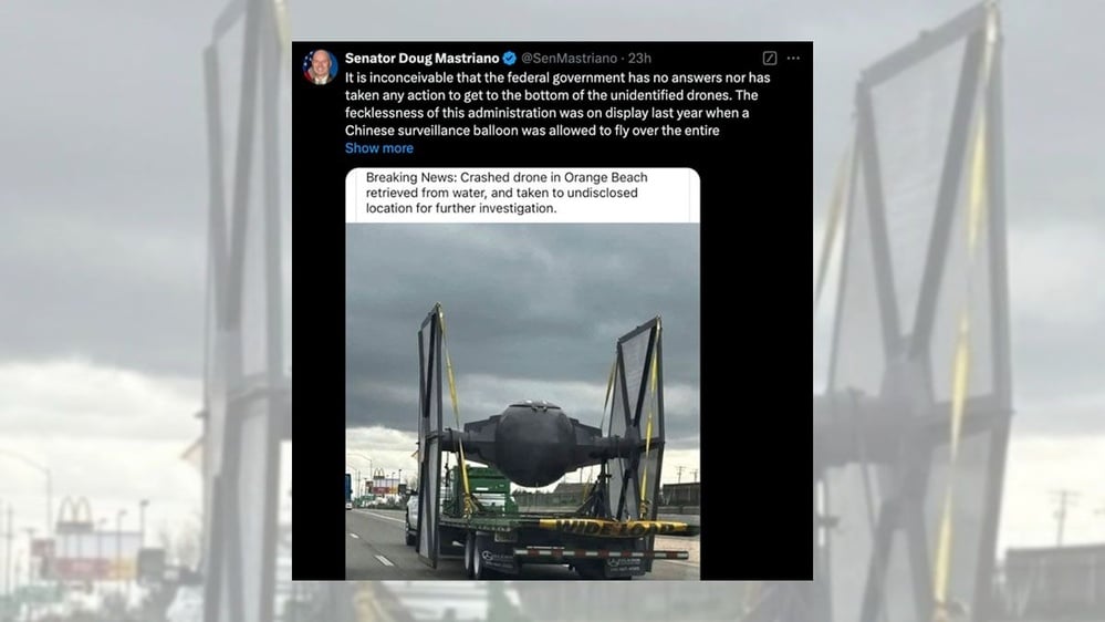 State Senator Illustrated Post About 'Unidentified Drones' with Pic of 'Star Wars' Fighter Replica